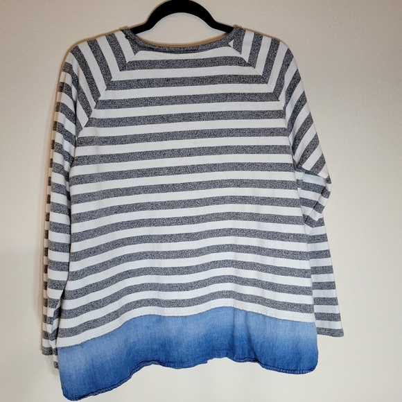 Cute Cato Jeweled Sweater with Jean Bottom Hem Design XL - Picture 3 of 10